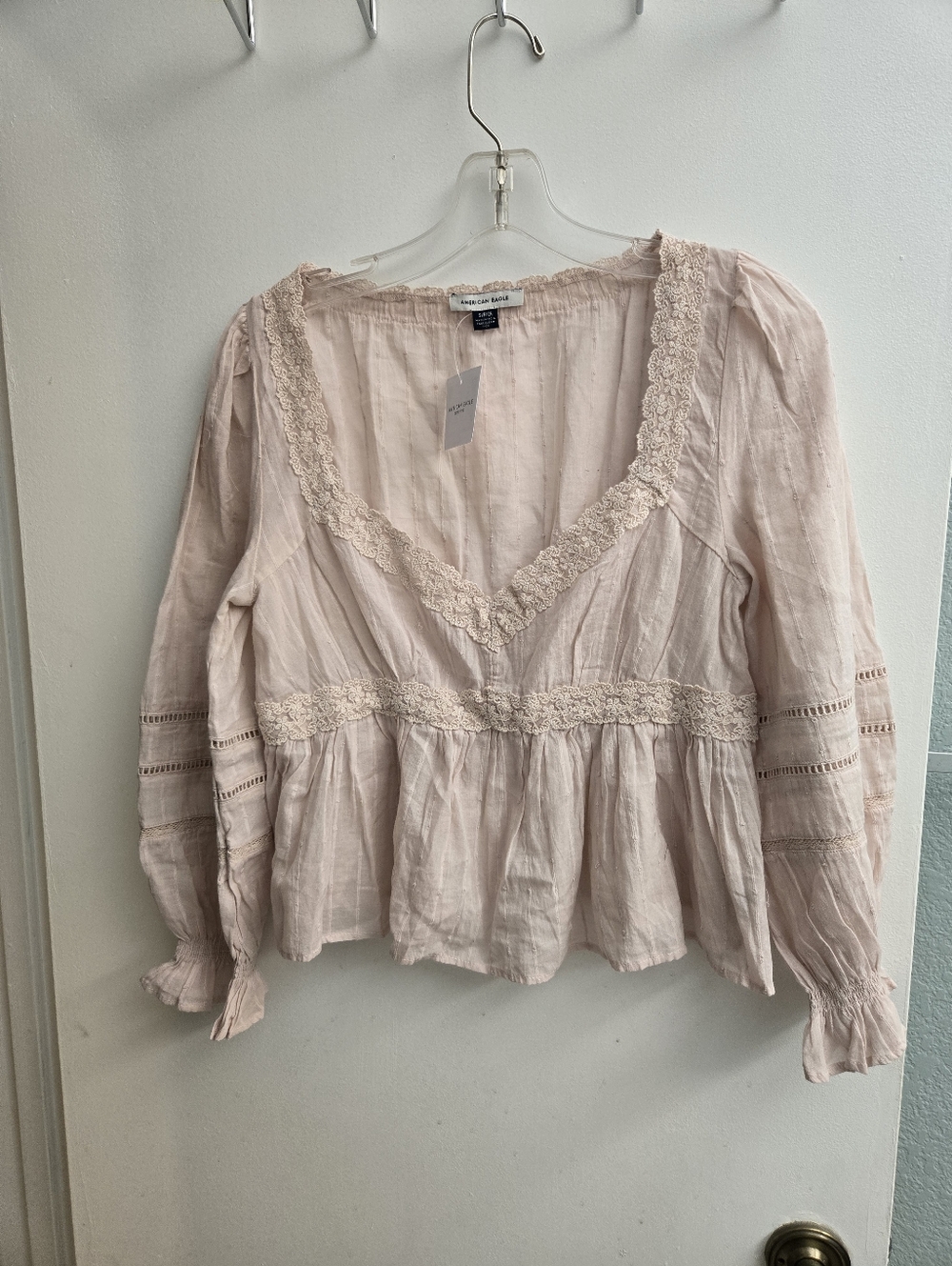 American Eagle Outfitters Long Sleeve Babydoll Blouse Size S NWT